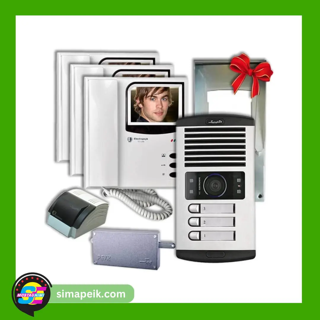 1286-3-floor پکیج آیفون تصویری سه واحدی الکتروپیک 3.5 اینچ بدون حافظه 1286